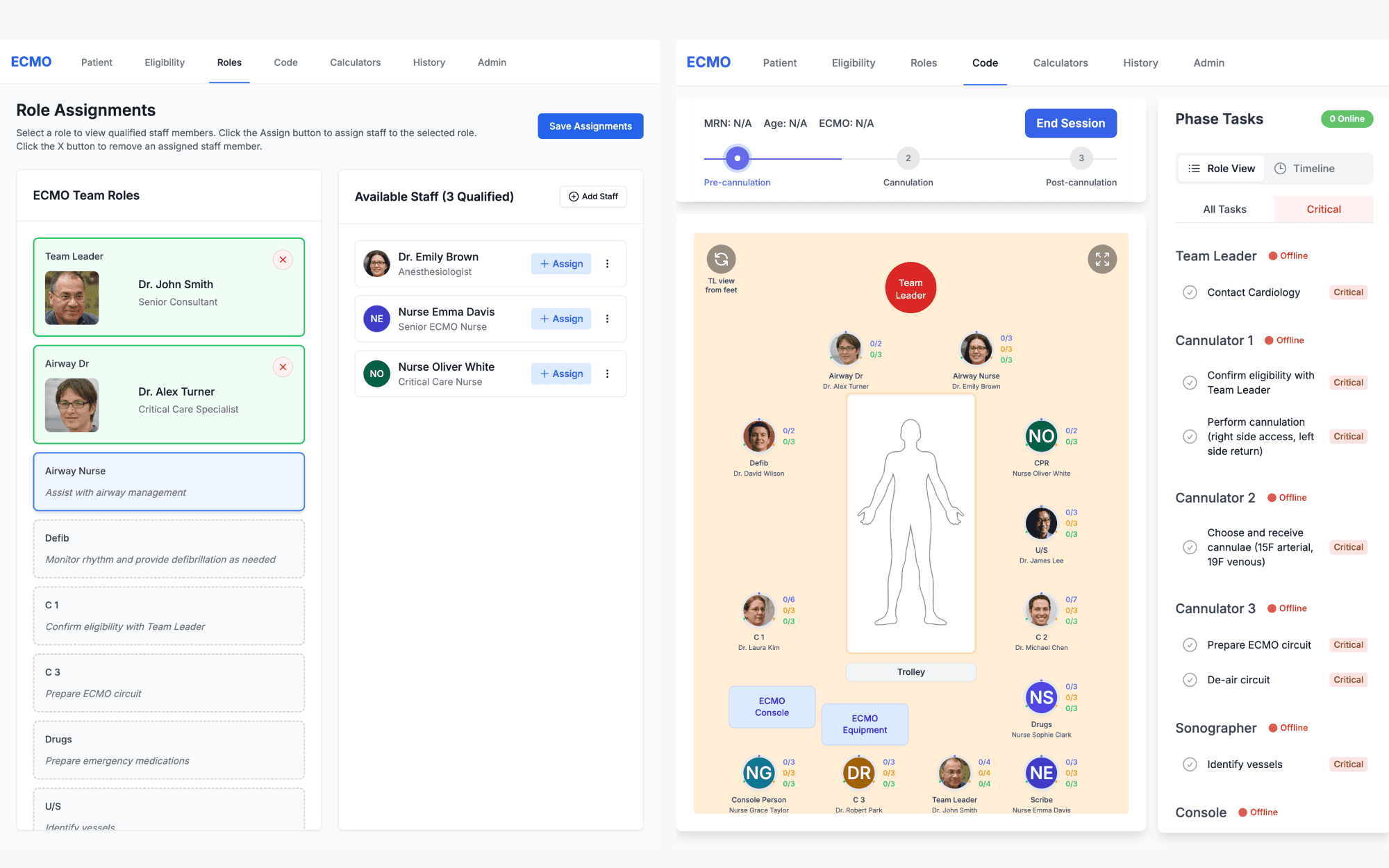 ECMO live code task orchestration