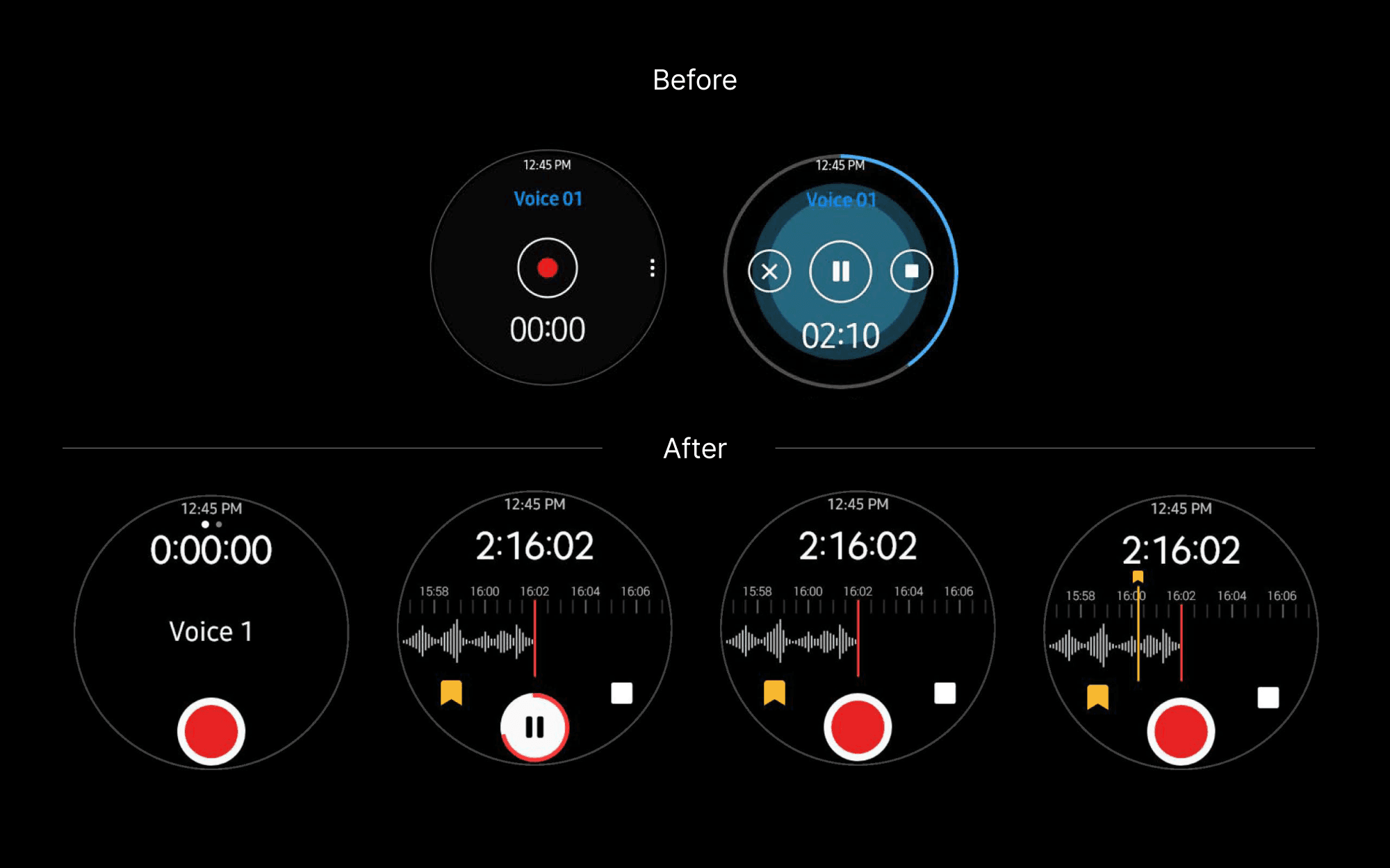 Galaxy Watch voice recorder redesign